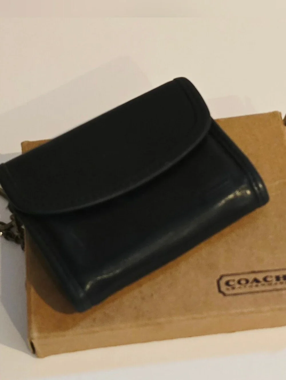 Vintage Coach Black Leather Multifunction Wallet Key Case Coin Purse 7219 Boxed